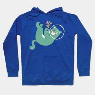 Teal Space Cat Hoodie